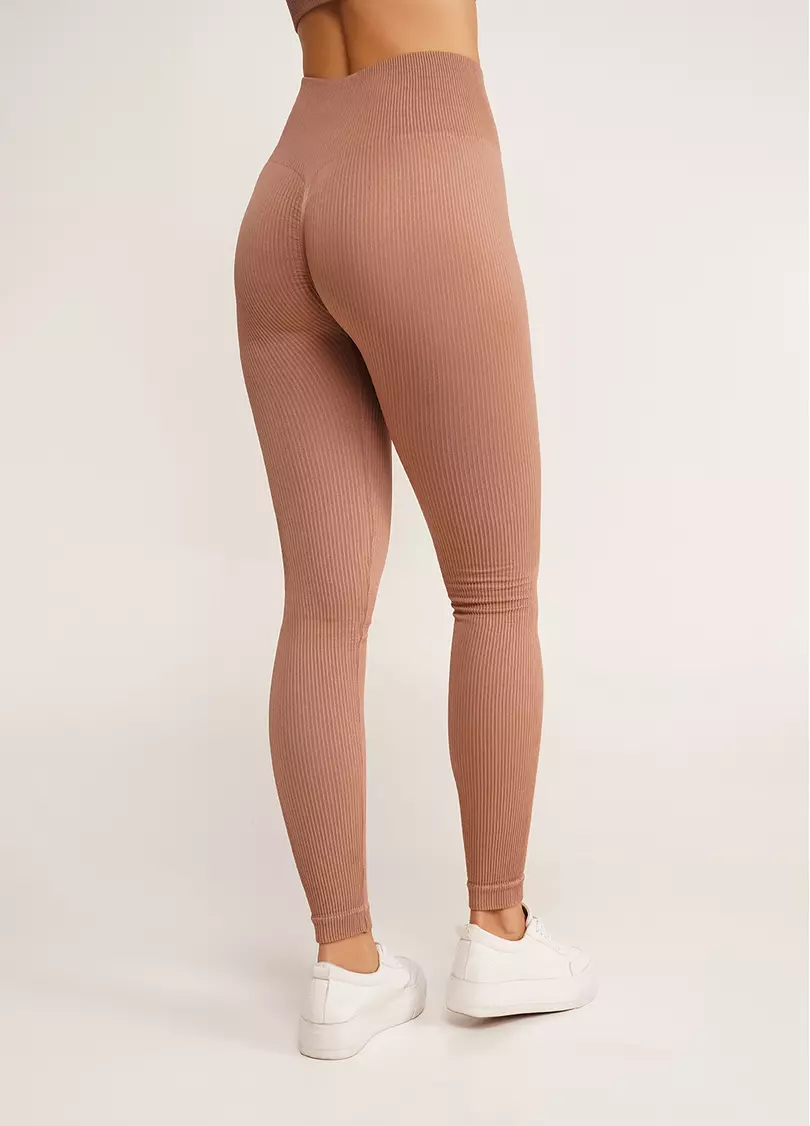 Леггинсы в рубчик с моделирующим швом сзади LEGGINGS RIB mokko (коричневый)