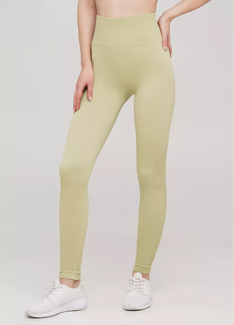 Леггинсы в рубчик с моделирующим швом сзади LEGGINGS RIB (оливковый)