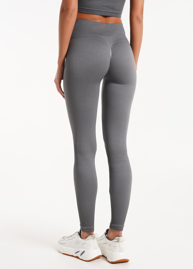 Легінси в рубчик з моделюючим швом ззаду LEGGINGS RIB poppy seed (сірий)