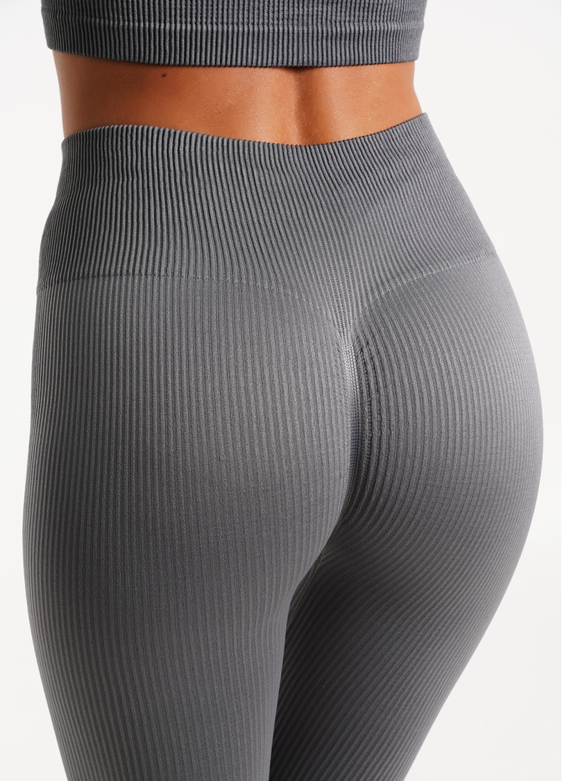 Легінси в рубчик з моделюючим швом ззаду LEGGINGS RIB poppy seed (сірий)
