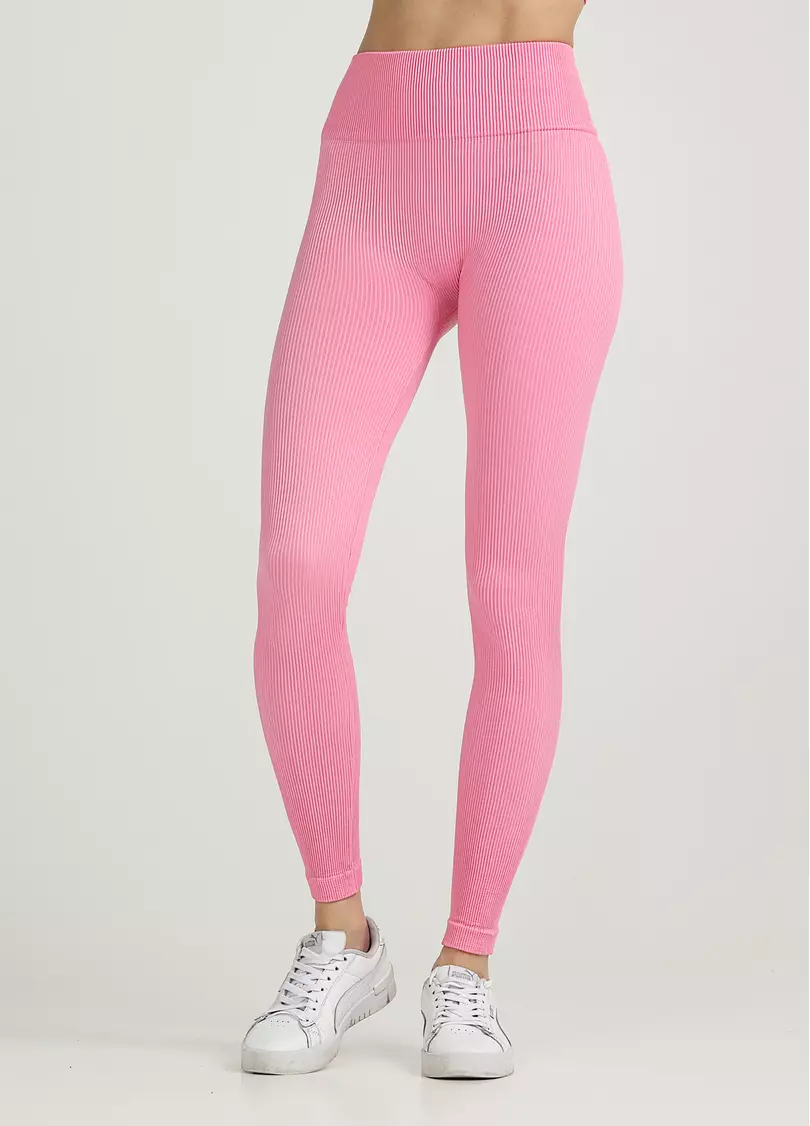Леггинсы в рубчик с моделирующим швом сзади LEGGINGS RIB rosa pink (розовый)