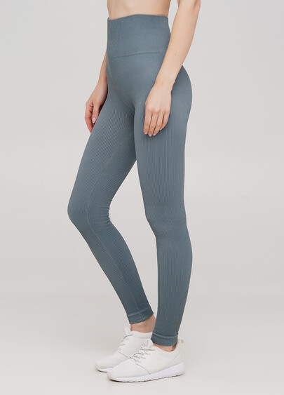 Леггинсы в рубчик с моделирующим швом сзади LEGGINGS RIB (голубой)