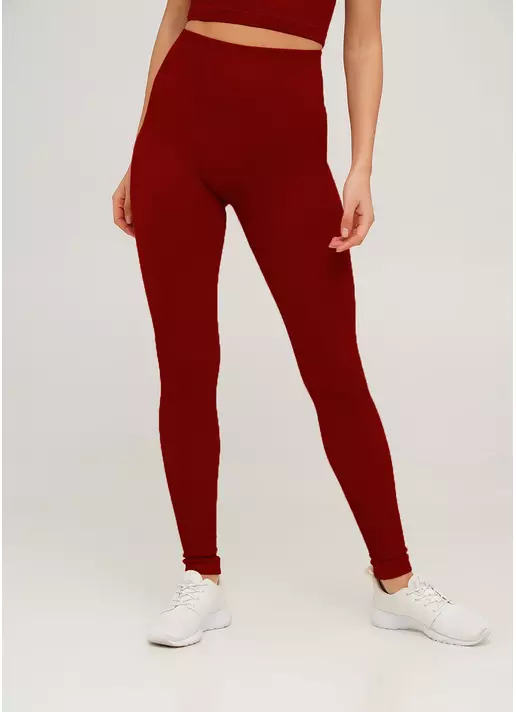 Леггинсы в рубчик с моделирующим швом сзади LEGGINGS RIB winery (красный)