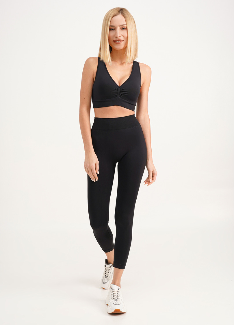 Леггинсы с пуш-ап эффектом и широким поясом LEGGINGS SHAPE black (черный)