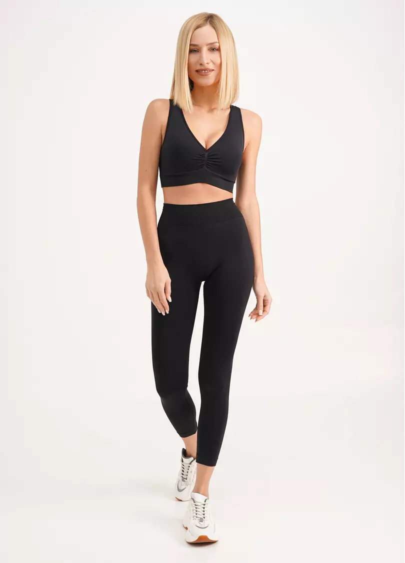 Леггинсы с пуш-ап эффектом и широким поясом LEGGINGS SHAPE black (черный)
