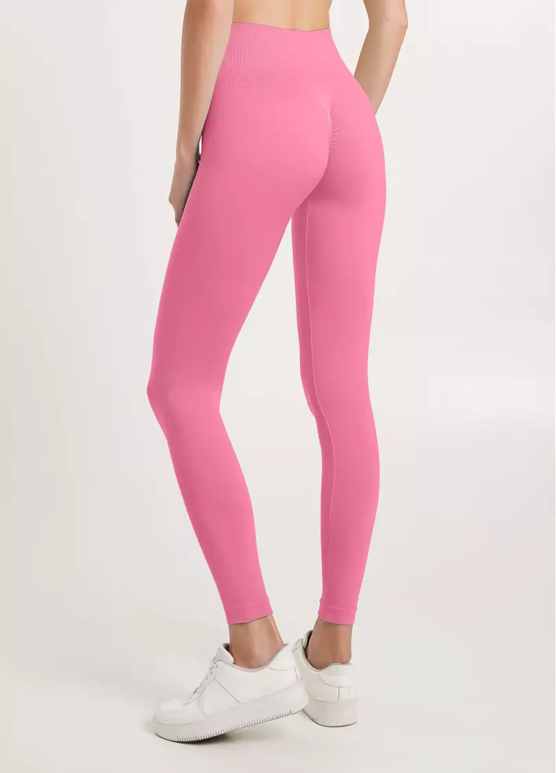 Леггинсы с пуш-ап эффектом и широким поясом LEGGINGS SHAPE bubblegum (розовый)