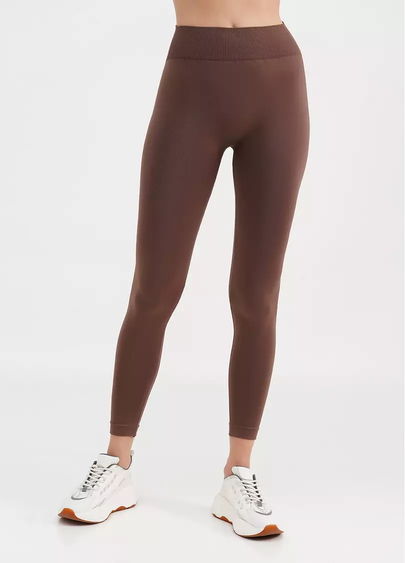 Легінси з пуш-ап ефектом та широким поясом LEGGINGS SHAPE deep taupe (коричневий)