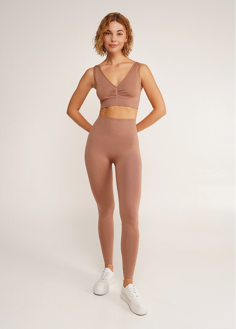 Леггинсы с пуш-ап эффектом и широким поясом LEGGINGS SHAPE mokko (коричневый)