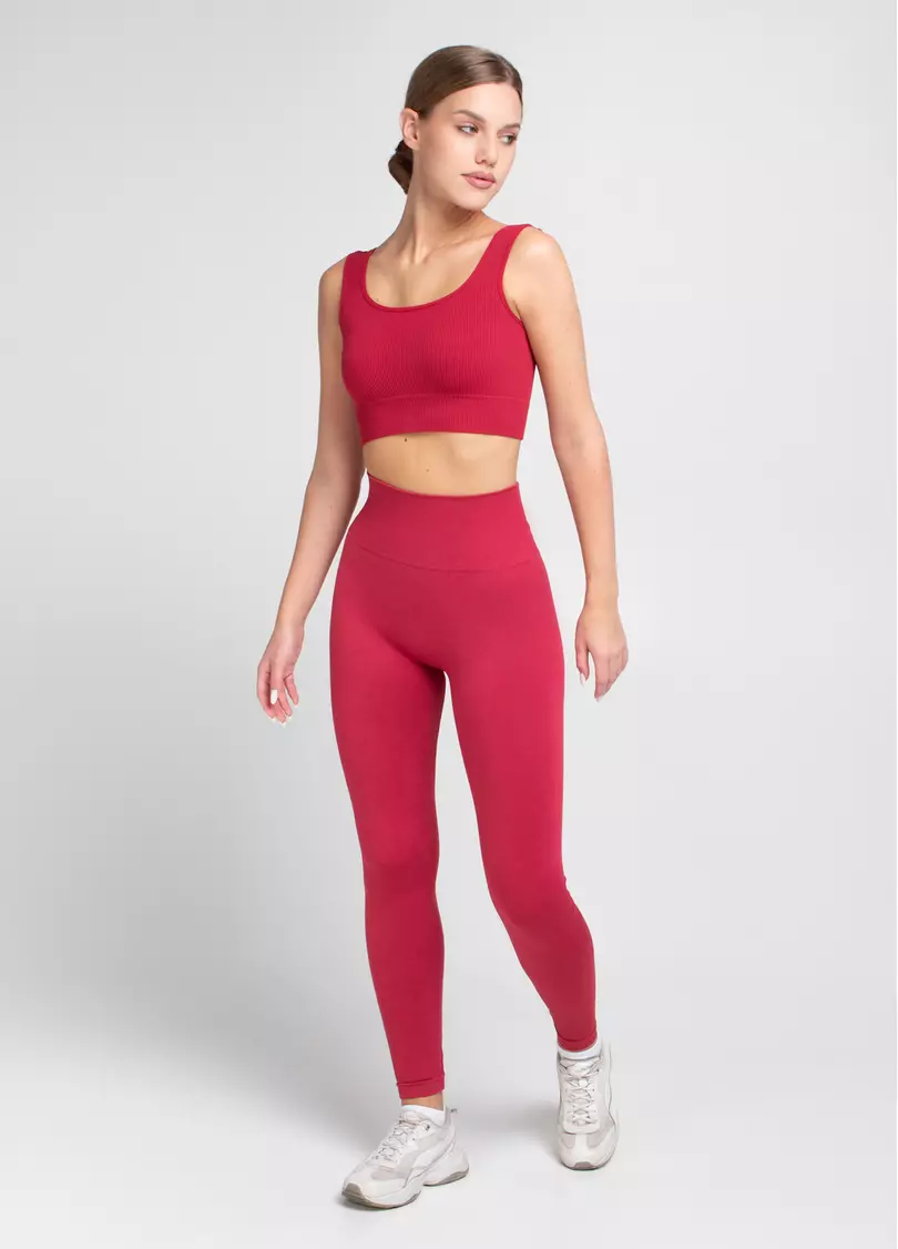Легінси з пуш-ап ефектом та широким поясом LEGGINGS SHAPE winterberry (червоний)