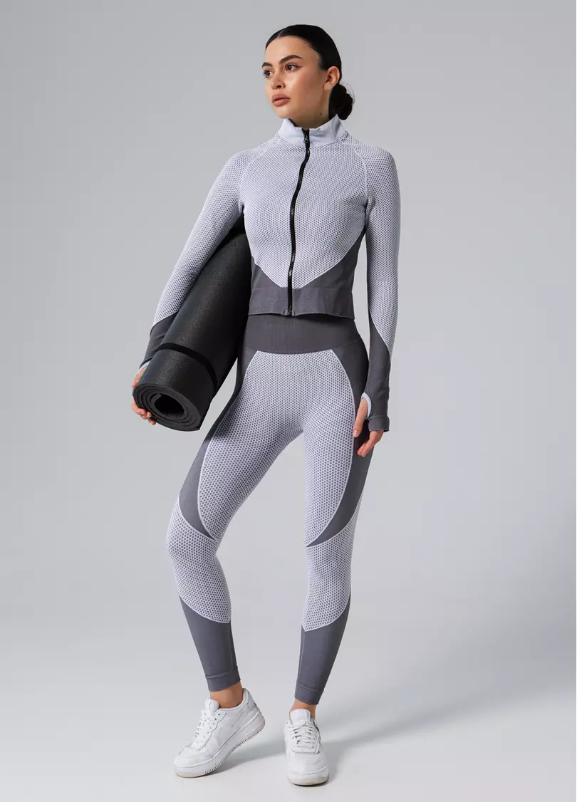 Спортивні легінси LEGGINGS SPORT FIT white/grey (білий/сірий)