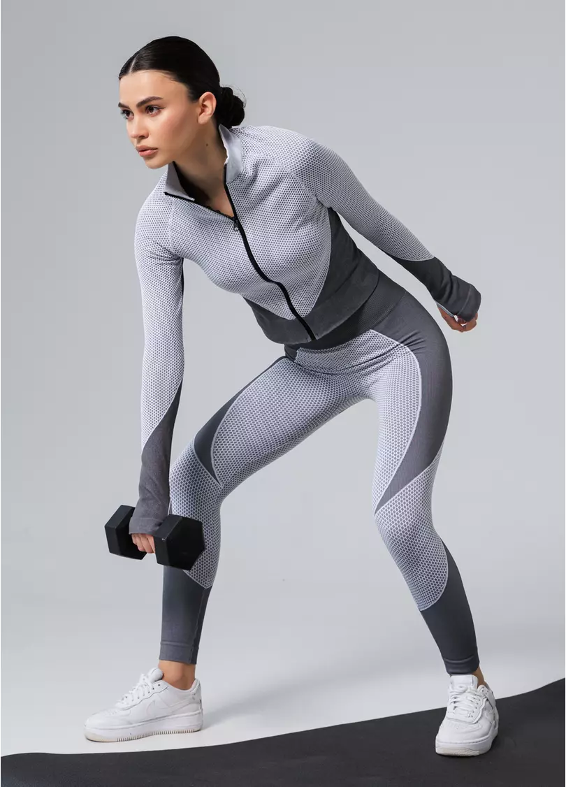 Спортивні легінси LEGGINGS SPORT FIT white/grey (білий/сірий)