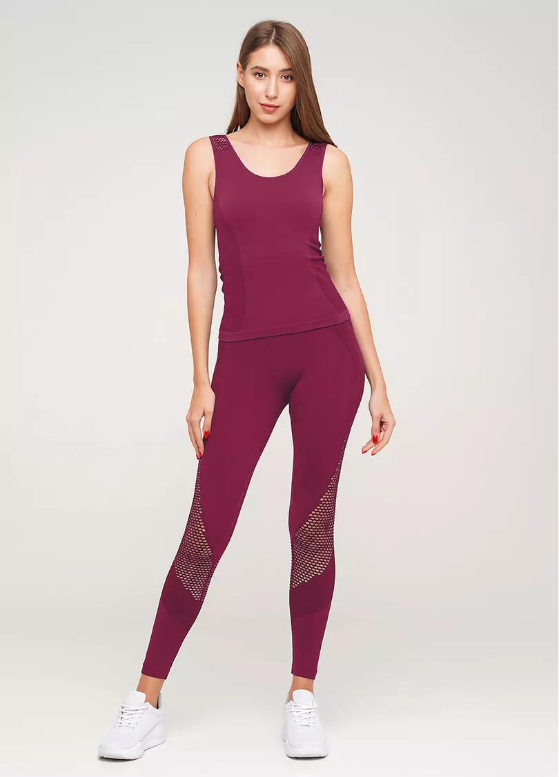 Бесшовные спортивные лосины LEGGINGS SPORT RETE ESSENTIAL (бордовый)