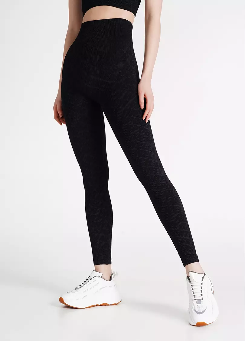 Леггинсы в рубчик LEGGINGS RIB WELLNESS black (черный)
