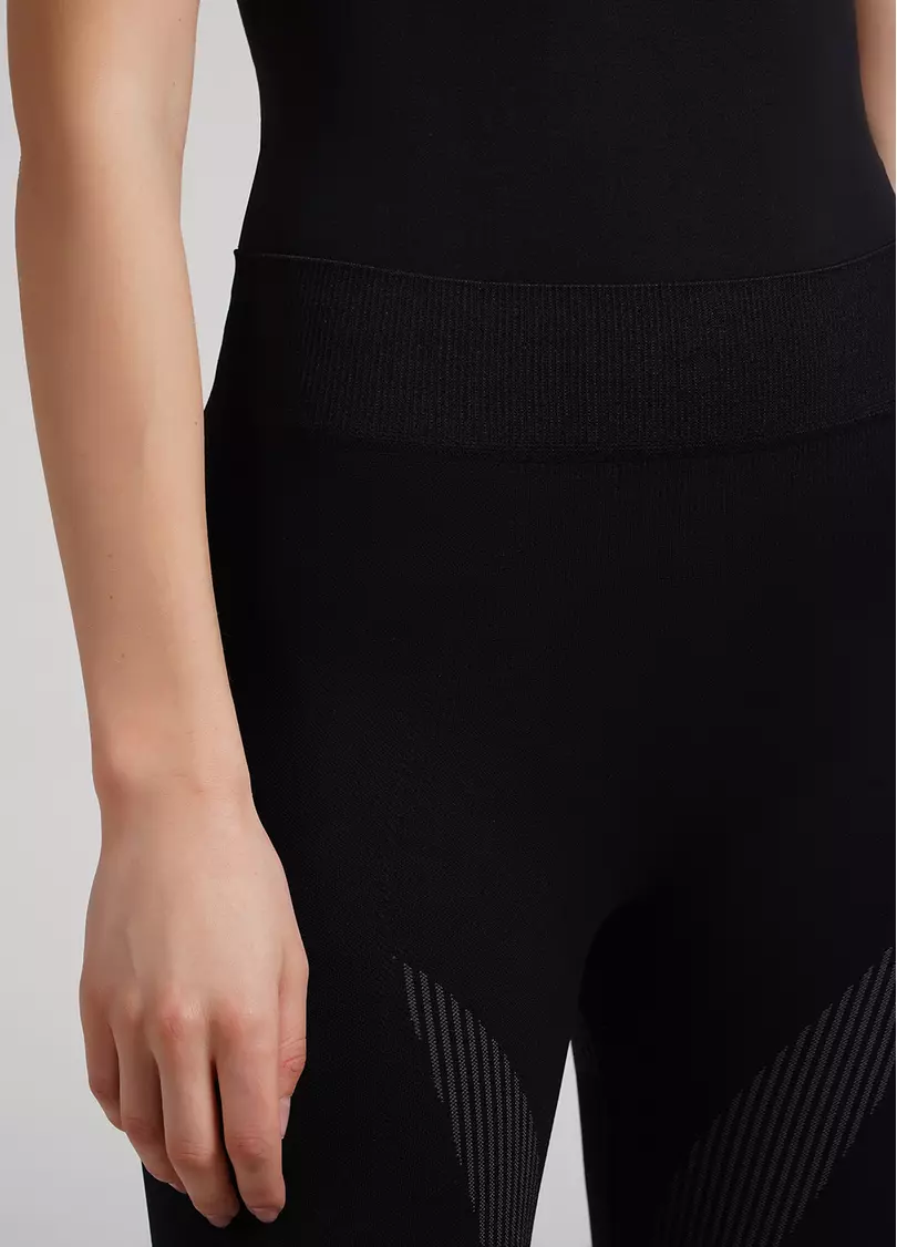 Термолеггинсы спортивные с широким поясом THERMO LEGGINGS 01 nero (черный)