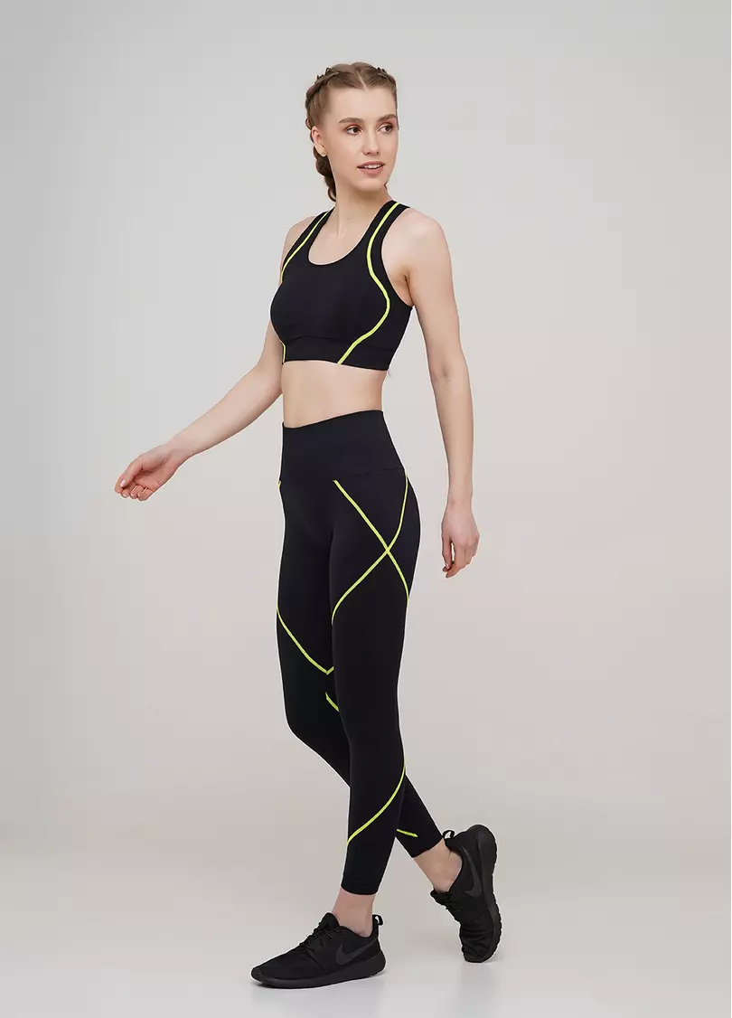 Спортивный топ TOP NEON STRIPE (черный/желтый)