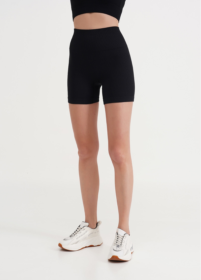 Бесшовные шорты в рубчик с пуш-ап эффектом SHORTS RIB SHAPE black (черный)