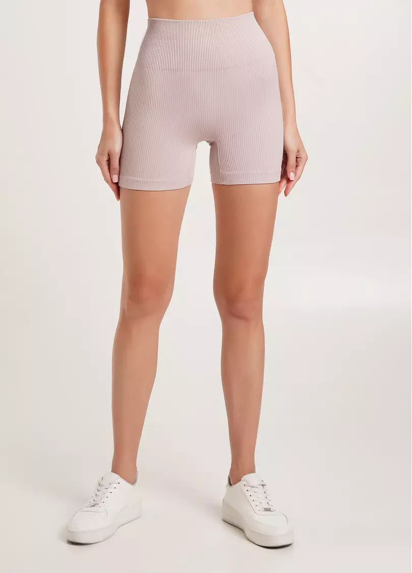 Бесшовные шорты в рубчик с пуш-ап эффектом SHORTS RIB SHAPE burnished lilac (розовый)