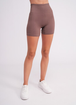 Бесшовные шорты в рубчик с пуш-ап эффектом SHORTS RIB SHAPE deep taupe (коричневый)