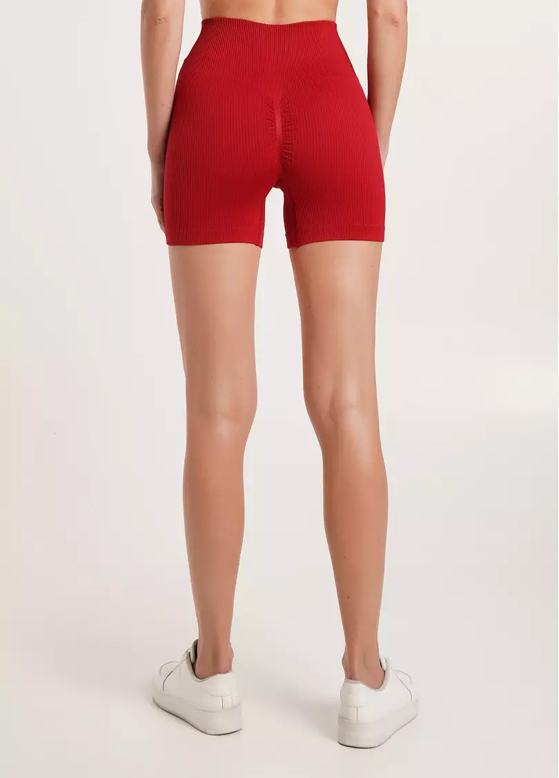 Безшовні шорти в рубчик з пуш-ап ефектом SHORTS RIB SHAPE winery (бордовий)