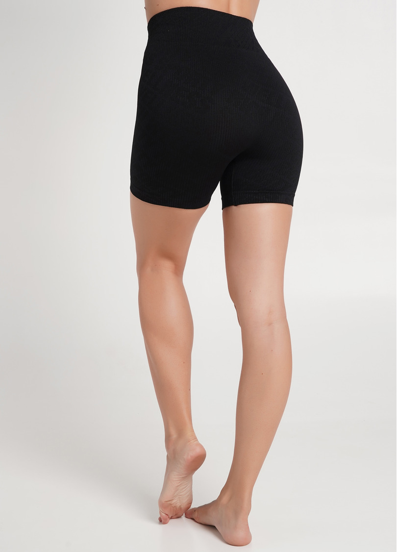 Шорти в рубчик з написами з мікрофібри SHORTS RIB WELLNESS black (чорний)