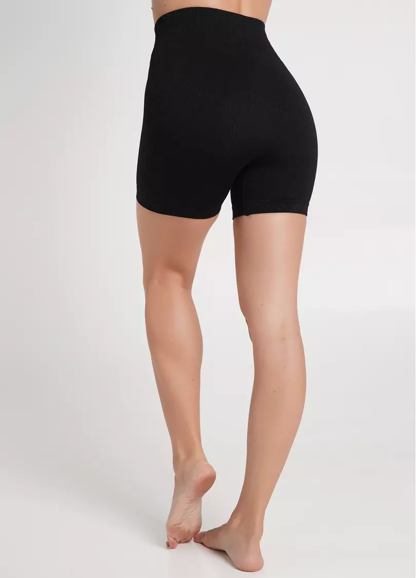 Шорти в рубчик з написами з мікрофібри SHORTS RIB WELLNESS black (чорний)