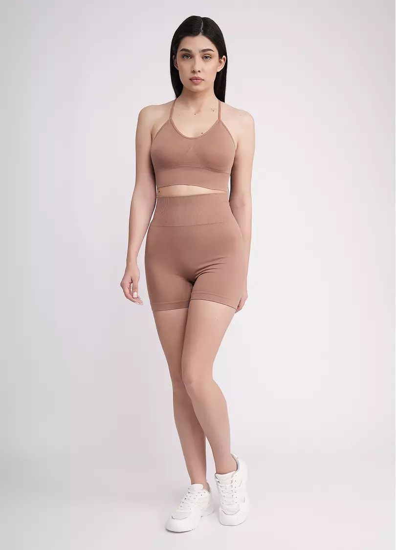 Бесшовные шорты с пуш апом SHORTS SHAPE mokko (коричневый)