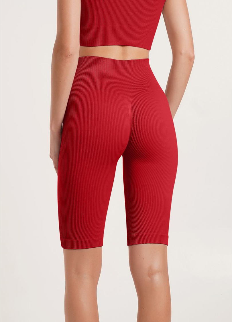 Велосипедки безшовні в рубчик з пуш-ап ефектом TRACKS RIB SHAPE winery (червоний)