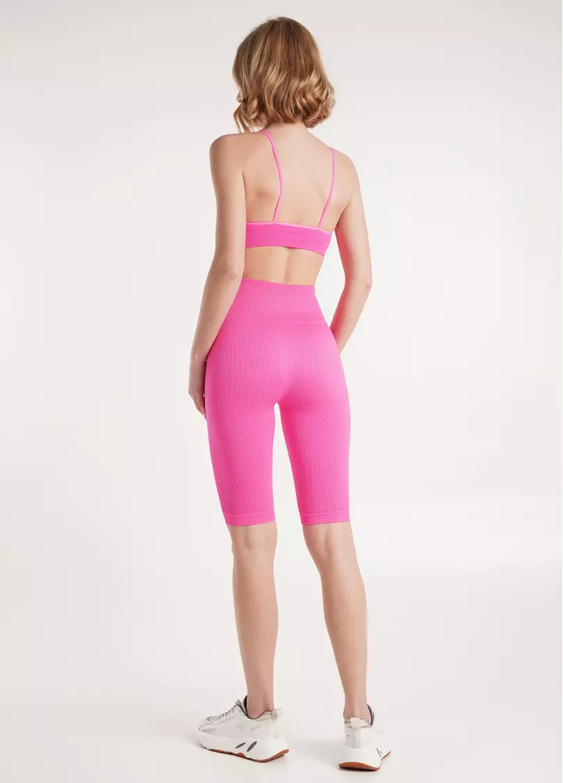 Велосипедки в рубчик TRACKS RIB pink neon (неоновый розовый)