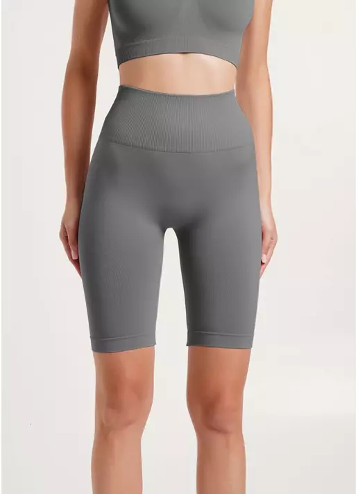 Велосипедки с пуш-ап эффектом бесшовные TRACKS SHAPE poppy seed (серый)