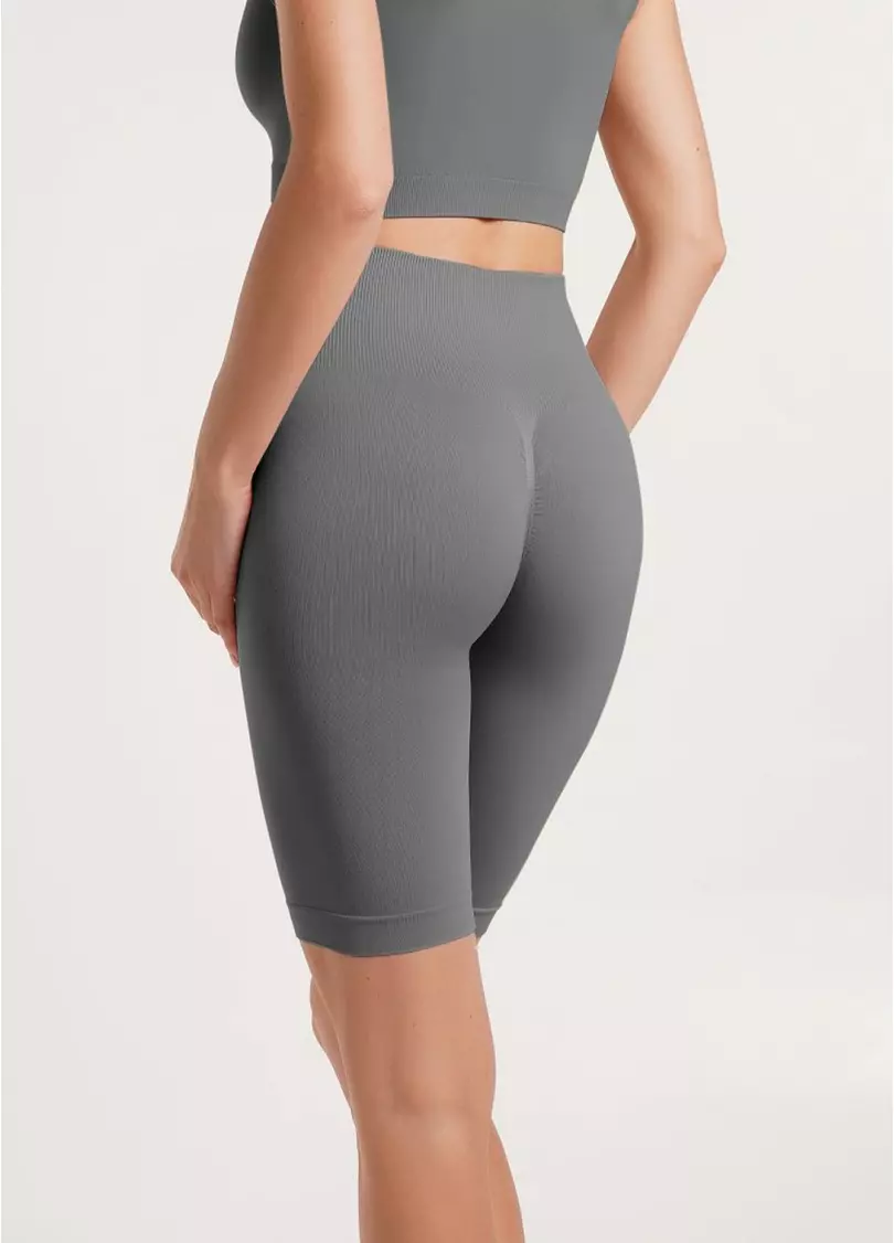 Велосипедки з пуш-ап ефектом безшовні TRACKS SHAPE poppy seed (сірий)