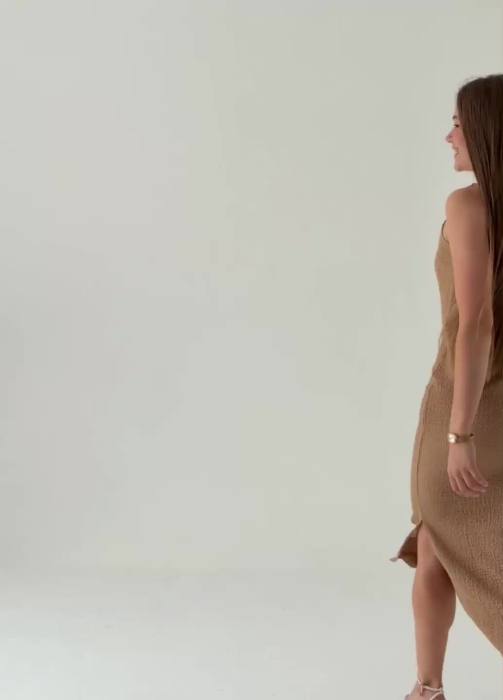 Платье миди из жатой ткани WHISPERED FOLDS 8901/260 dark beige (бежевый)