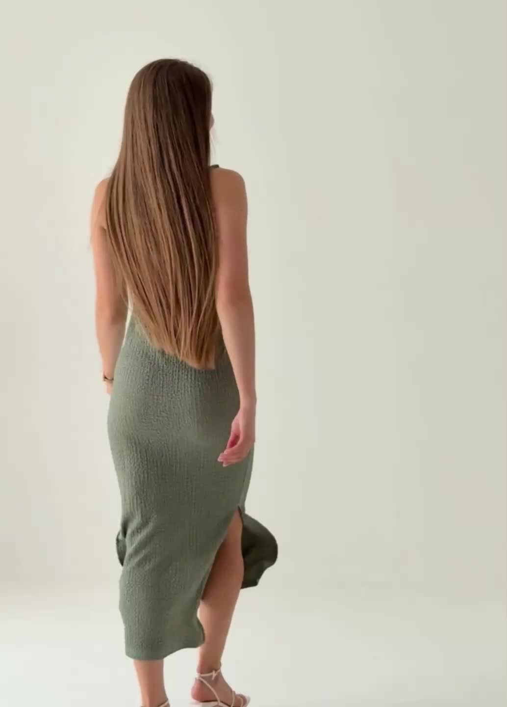 Платье миди из жатой ткани WHISPERED FOLDS 8901/260 mint green (зеленый)